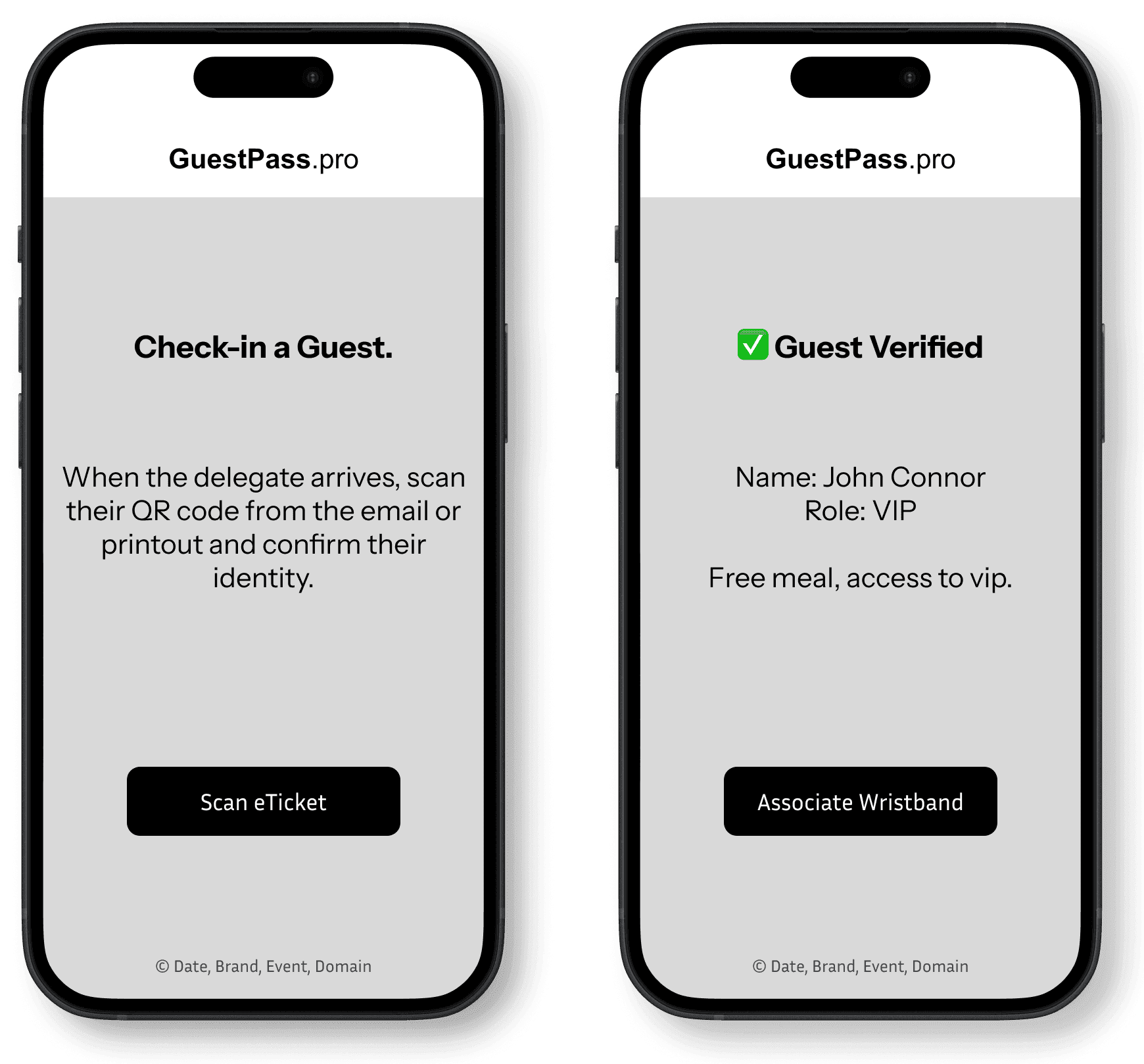 Staff member scanning guest QR code at check-in